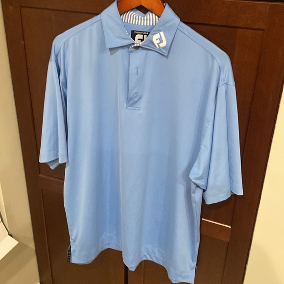 FootJoy Pro dry Lisle Embroidered Golf Polo Shirt Light Blue Medium - Picture 7 of 8